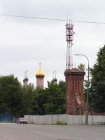 Развалины пожарной каланчи и радиомачта (в перспективе - Михайловская церковь)